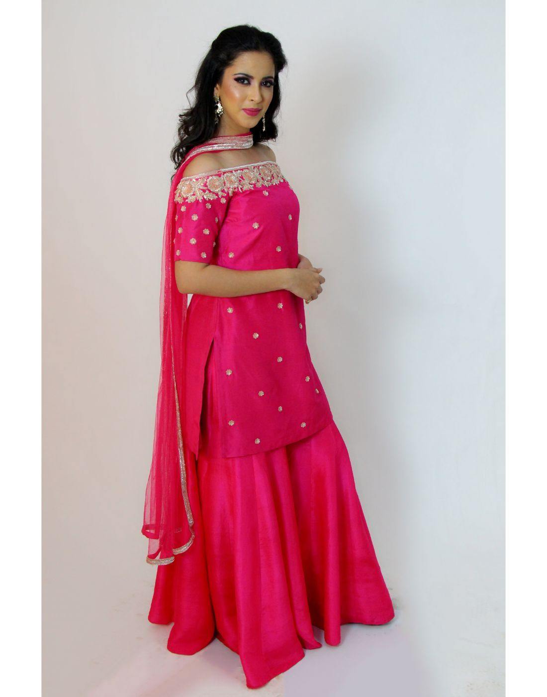 Rent Hot Pink Sharara Set - Glamourental